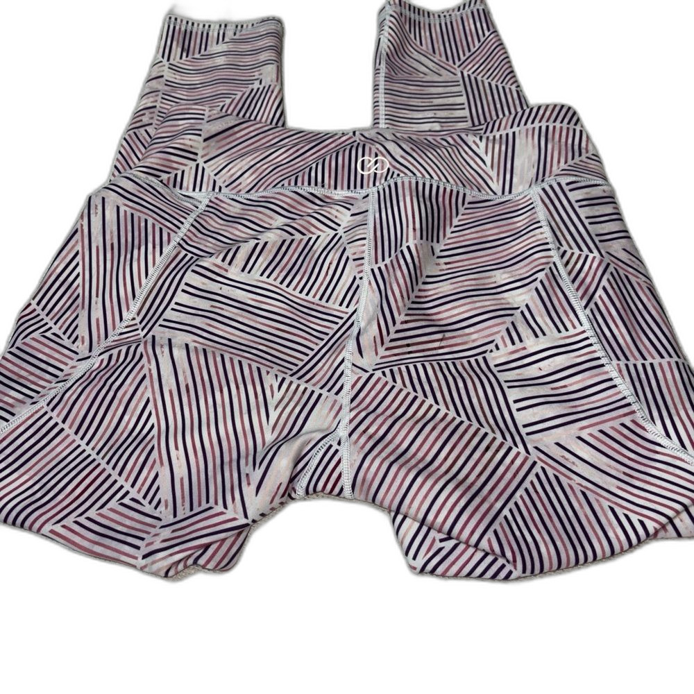 Calia by Carrie Underwood Energize Printed 7/8th Multi Stripe Eggplant Size M - Picture 2 of 9